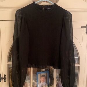 Rachel Zoe Black Sheer Sleeve Blouse